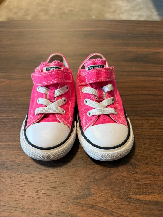 Converse Other - Converse All Star Toddler Pink Sneakers Velcro Low Top Size 7C